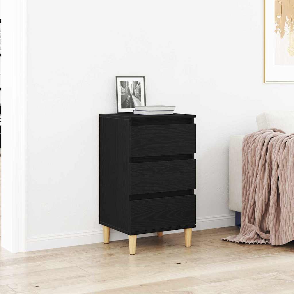 Nattbordskap med skuff Svart Eik 40 x 35 x 70 cm Konstruert tre
