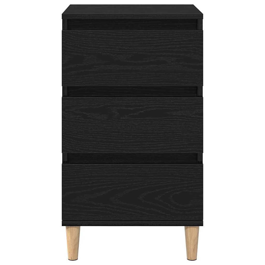 Nattbordskap med skuff Svart Eik 40 x 35 x 70 cm Konstruert tre