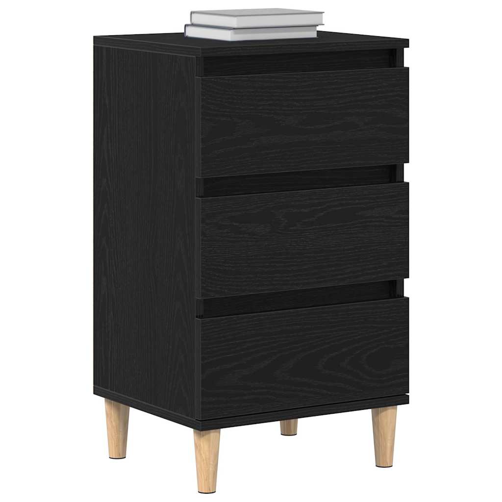Nattbordskap med skuff Svart Eik 40 x 35 x 70 cm Konstruert tre