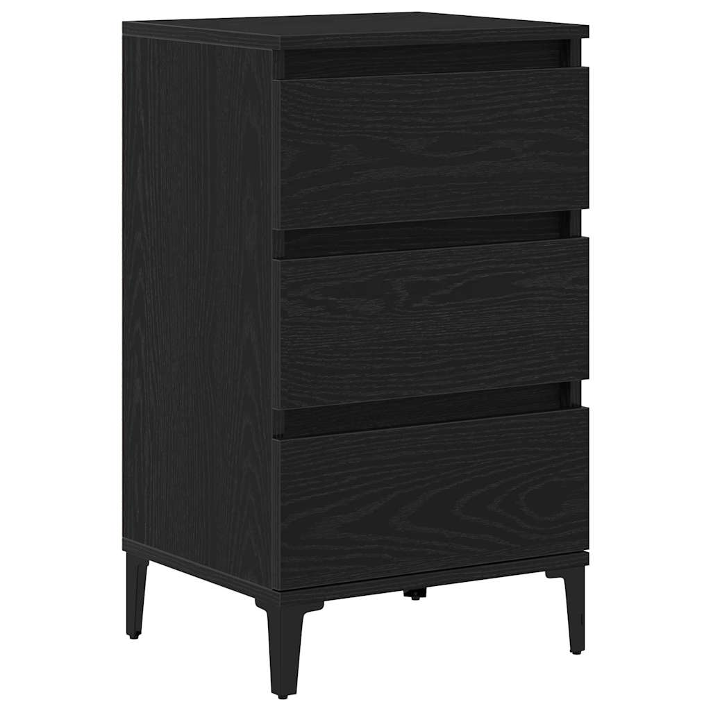 Nattbordskap med skuff Svart Eik 45 x 35 x 44 cm Konstruert tre