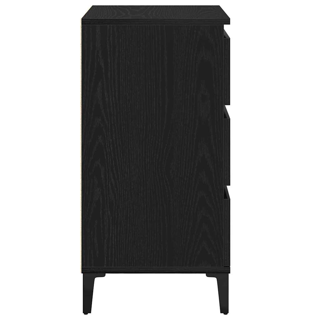 Nattbordskap med skuff Svart Eik 45 x 35 x 44 cm Konstruert tre