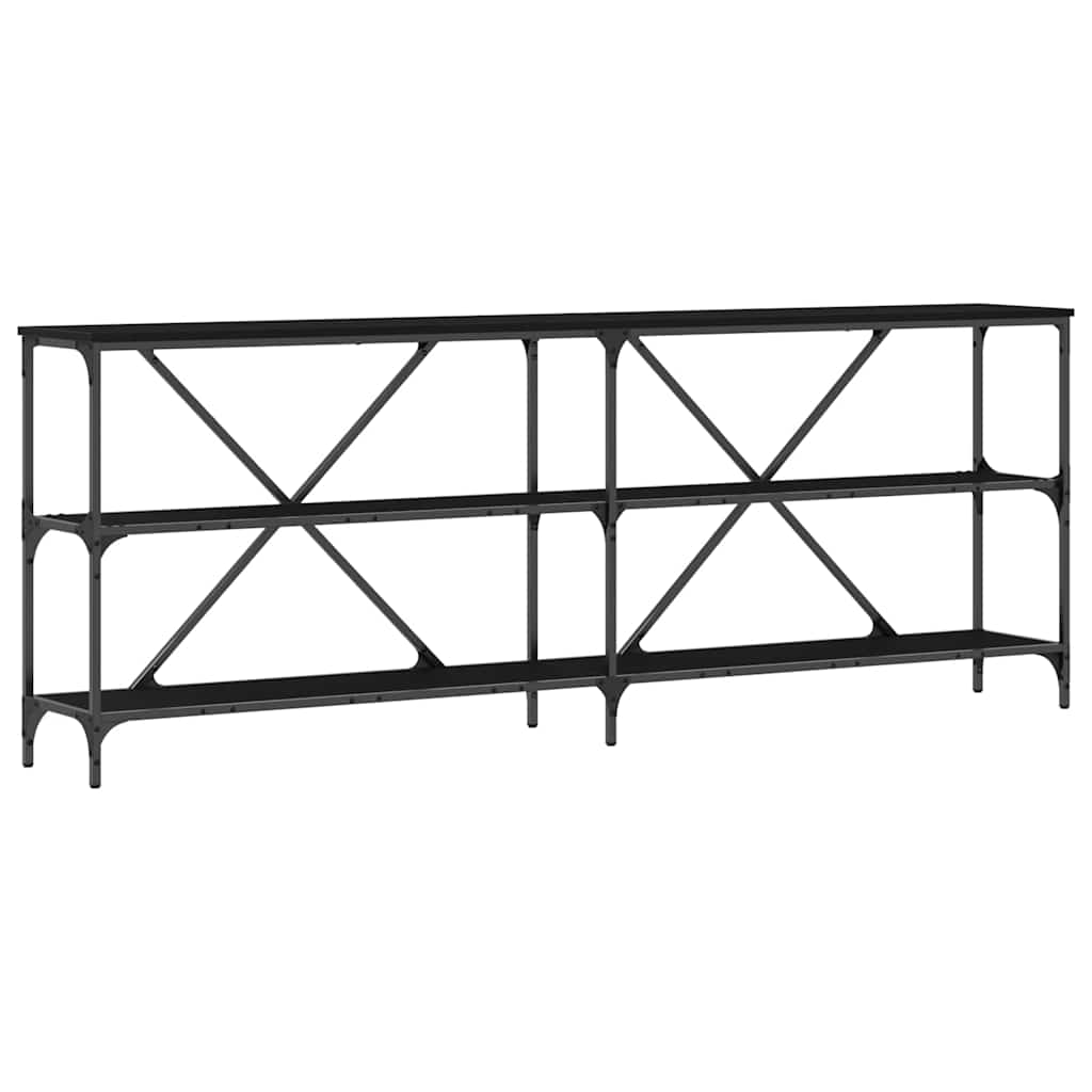 Konsollbord med hylle Svart Eik 200 x 30 x 75 cm Konstruert tre