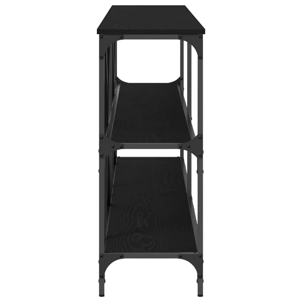 Konsollbord med hylle Svart Eik 200 x 30 x 75 cm Konstruert tre