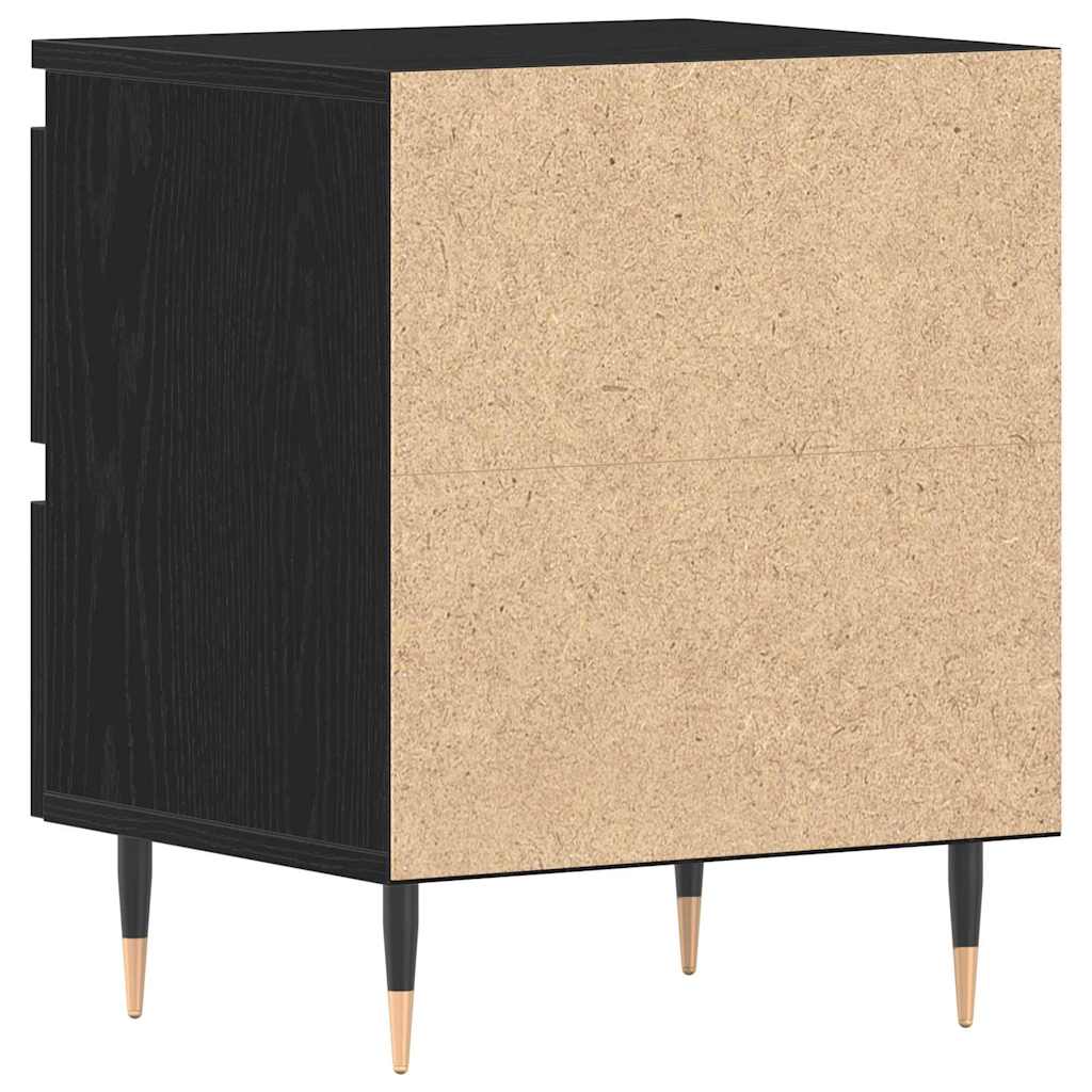 Nattbordskap med skuff Svart Eik 40 x 35 x 50 cm Konstruert tre