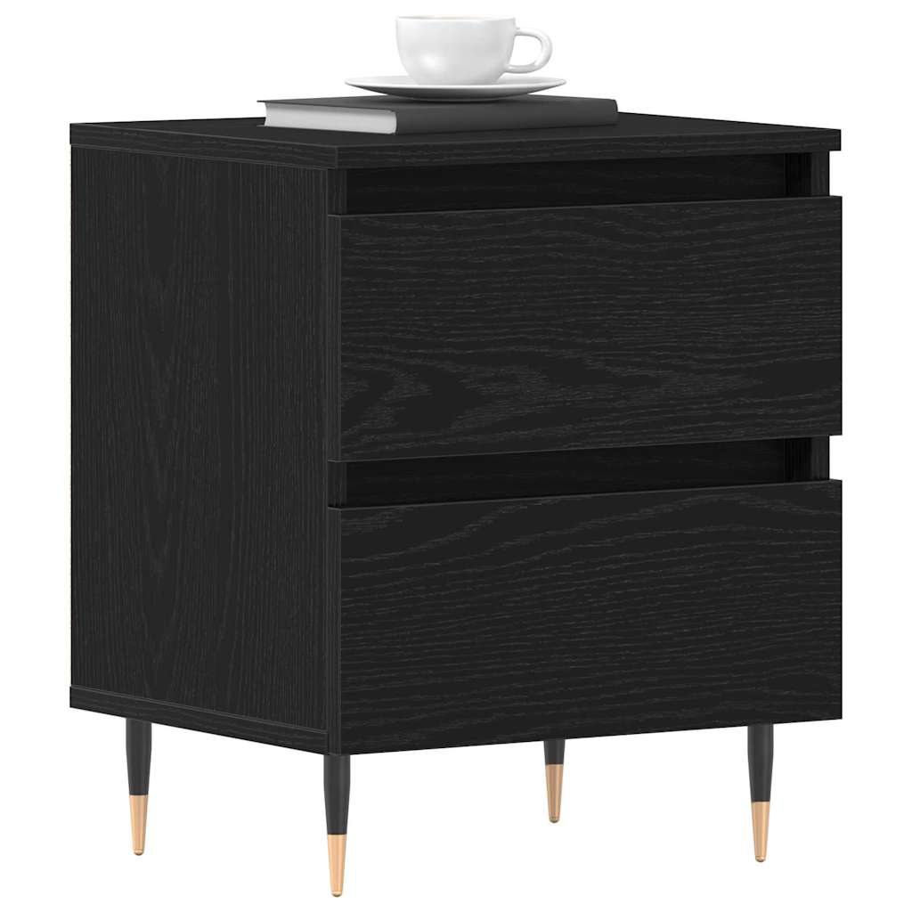 Nattbordskap med skuff Svart Eik 40 x 35 x 50 cm Konstruert tre