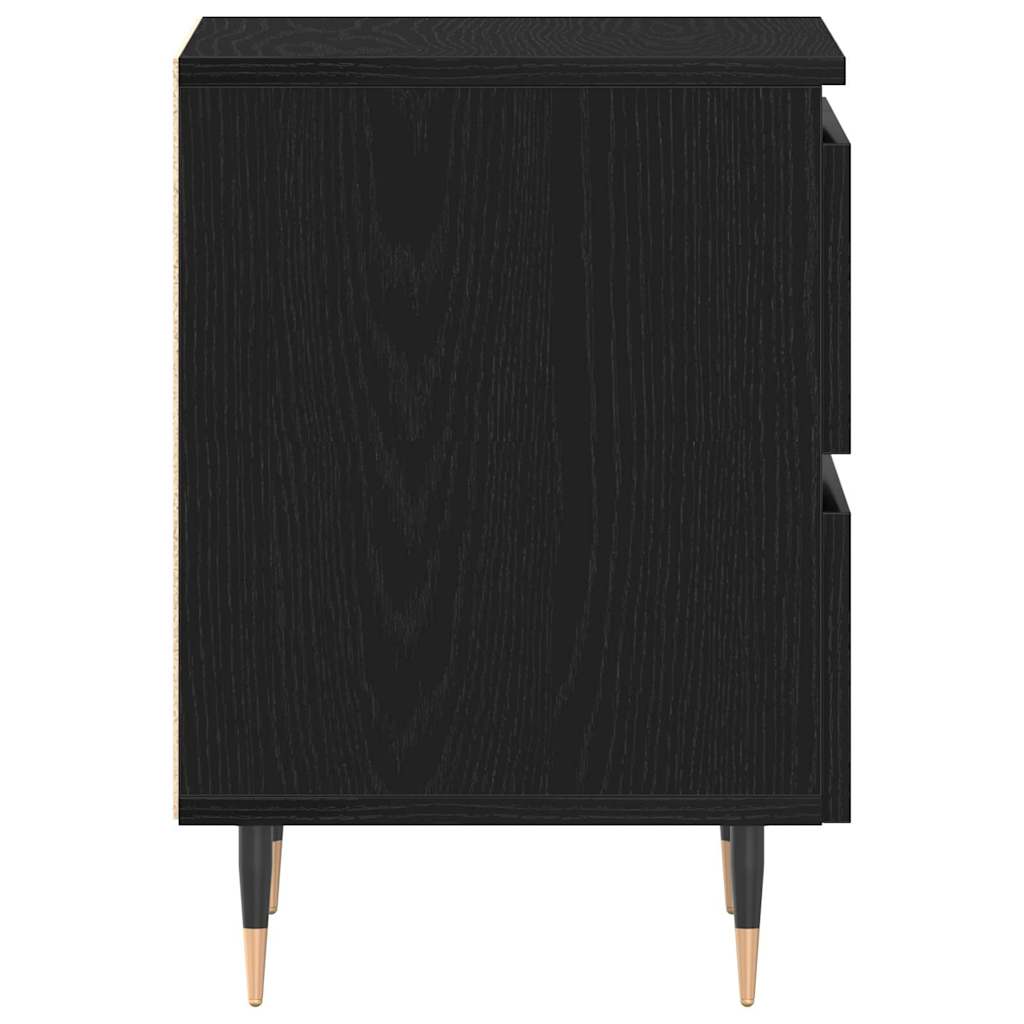 Nattbordskap med skuff Svart Eik 40 x 35 x 50 cm Konstruert tre