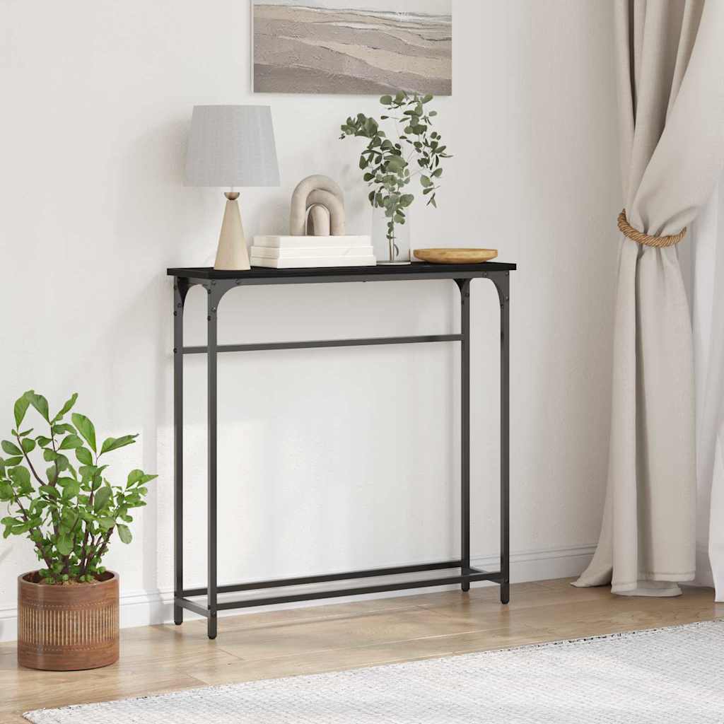 Konsollbord Svart Eik 75 x 19,5 x 75 cm Konstruert tre