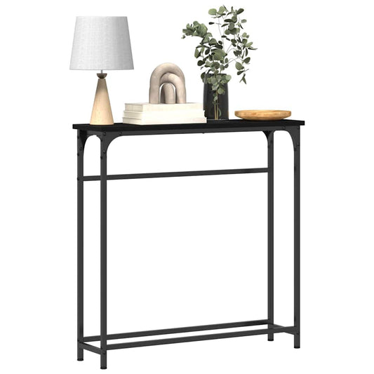 Konsollbord Svart Eik 75 x 19,5 x 75 cm Konstruert tre