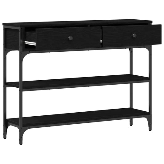 Konsollbord med skuff Svart Eik 100 x 25 x 75 cm Konstruert tre