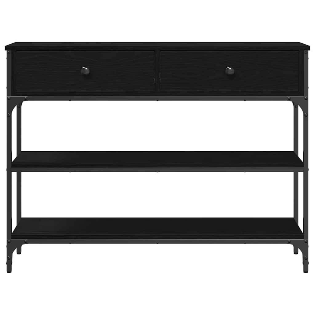 Konsollbord med skuff Svart Eik 100 x 25 x 75 cm Konstruert tre