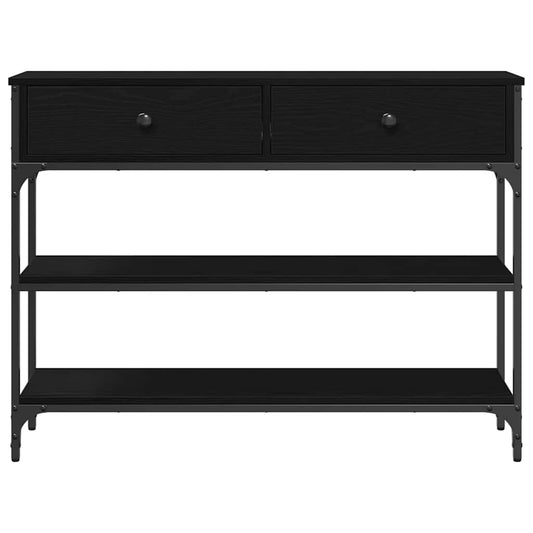 Konsollbord med skuff Svart Eik 100 x 25 x 75 cm Konstruert tre