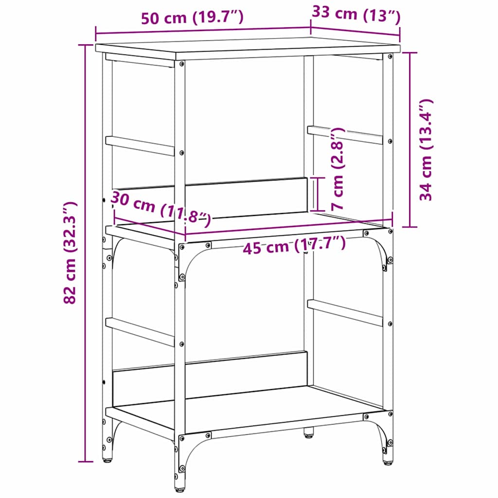Bokhylle Svart Eik 50 x 33 x 82 cm Konstruert tre