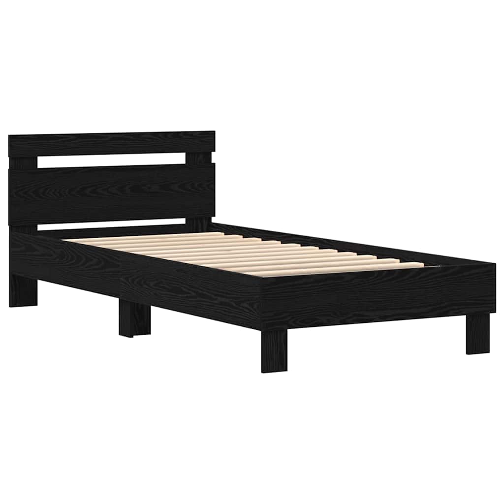Sengestamme med LED Svart Eik 90 x 190 cm Konstruert tre