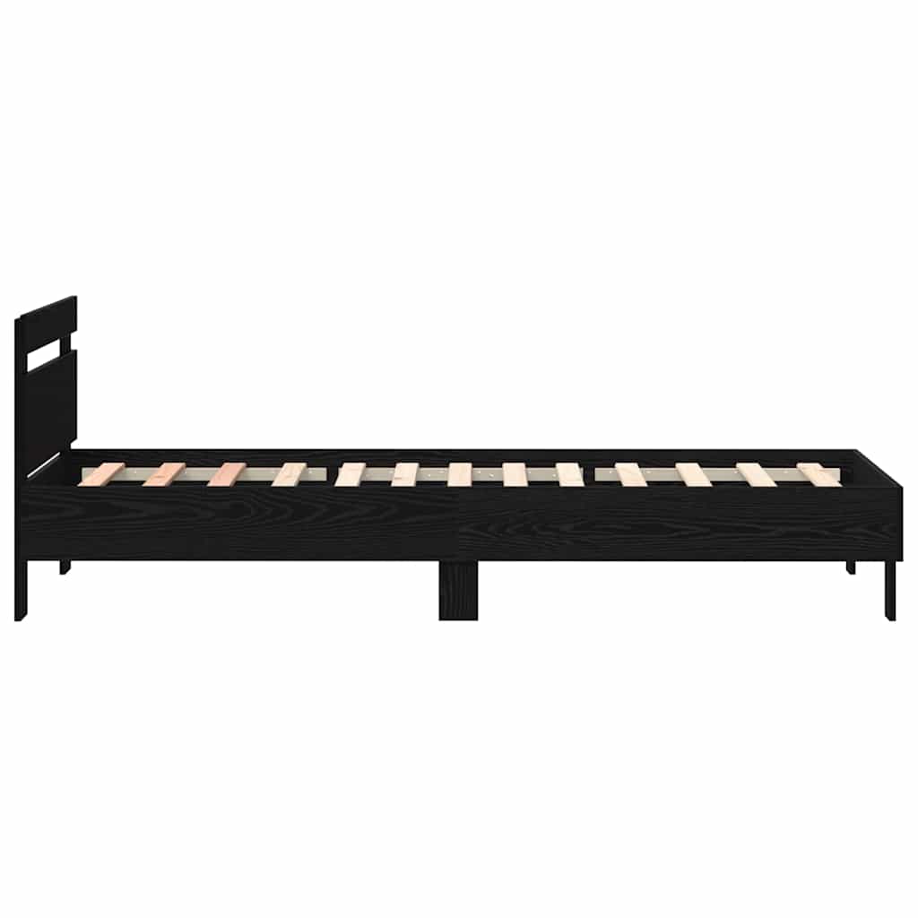 Sengestamme med LED Svart Eik 90 x 190 cm Konstruert tre