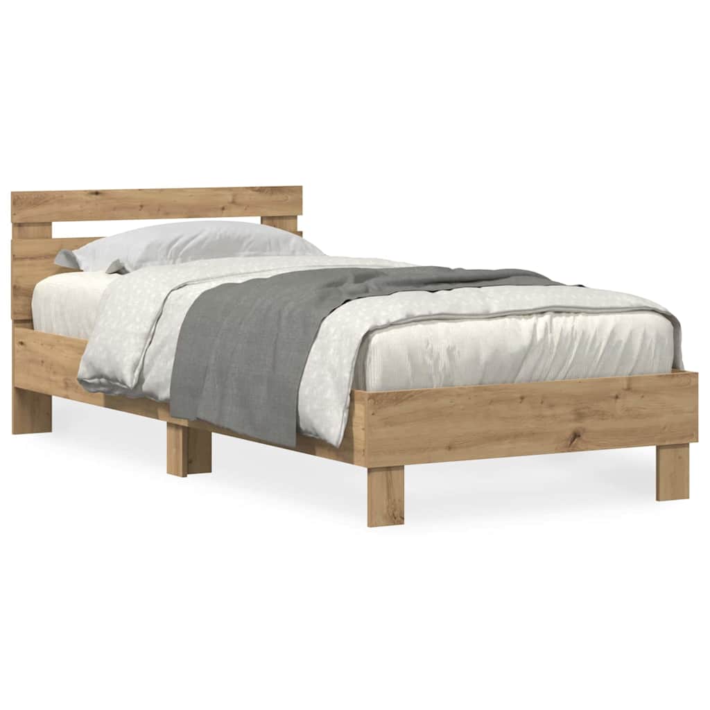 Sengestamme med LED Artisan Eik 75 x 190 cm Konstruert tre