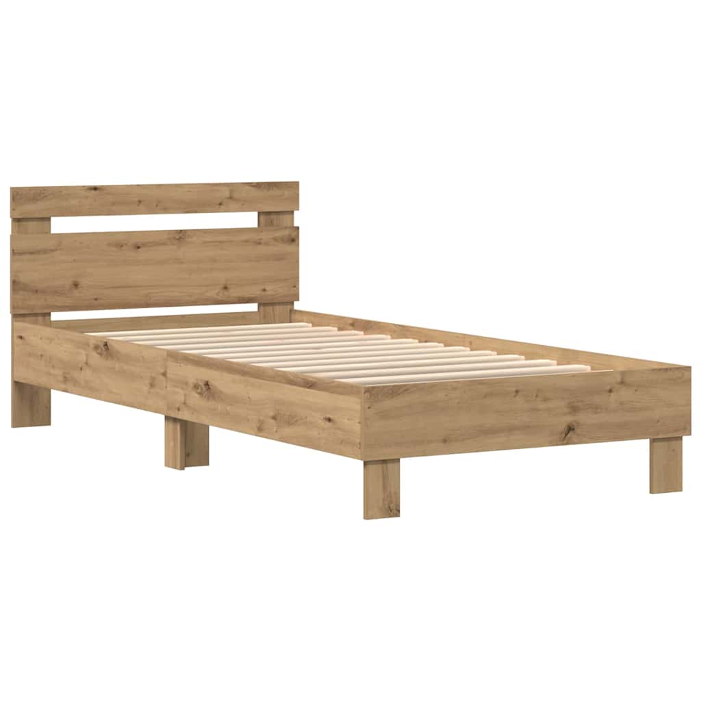 Sengestamme med LED Artisan Eik 75 x 190 cm Konstruert tre