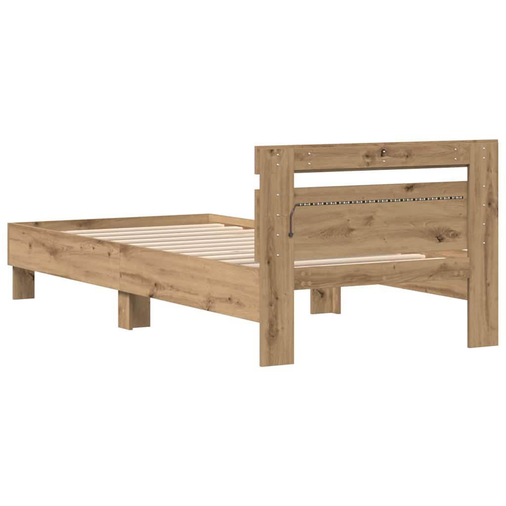 Sengestamme med LED Artisan Eik 75 x 190 cm Konstruert tre