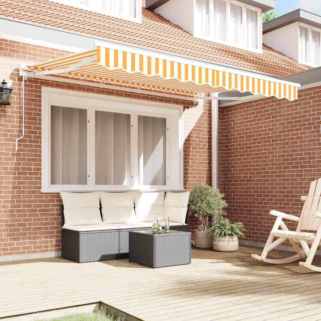 Markiseramme Gul og hvit 250 x 200 cm Polyester med PU-belegg