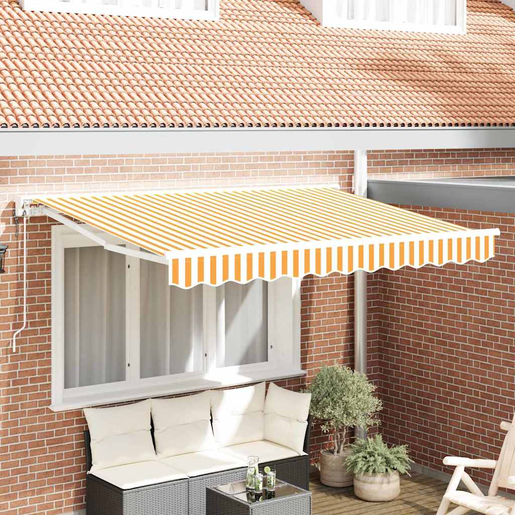 Markiseramme Gul og hvit 250 x 200 cm Polyester med PU-belegg