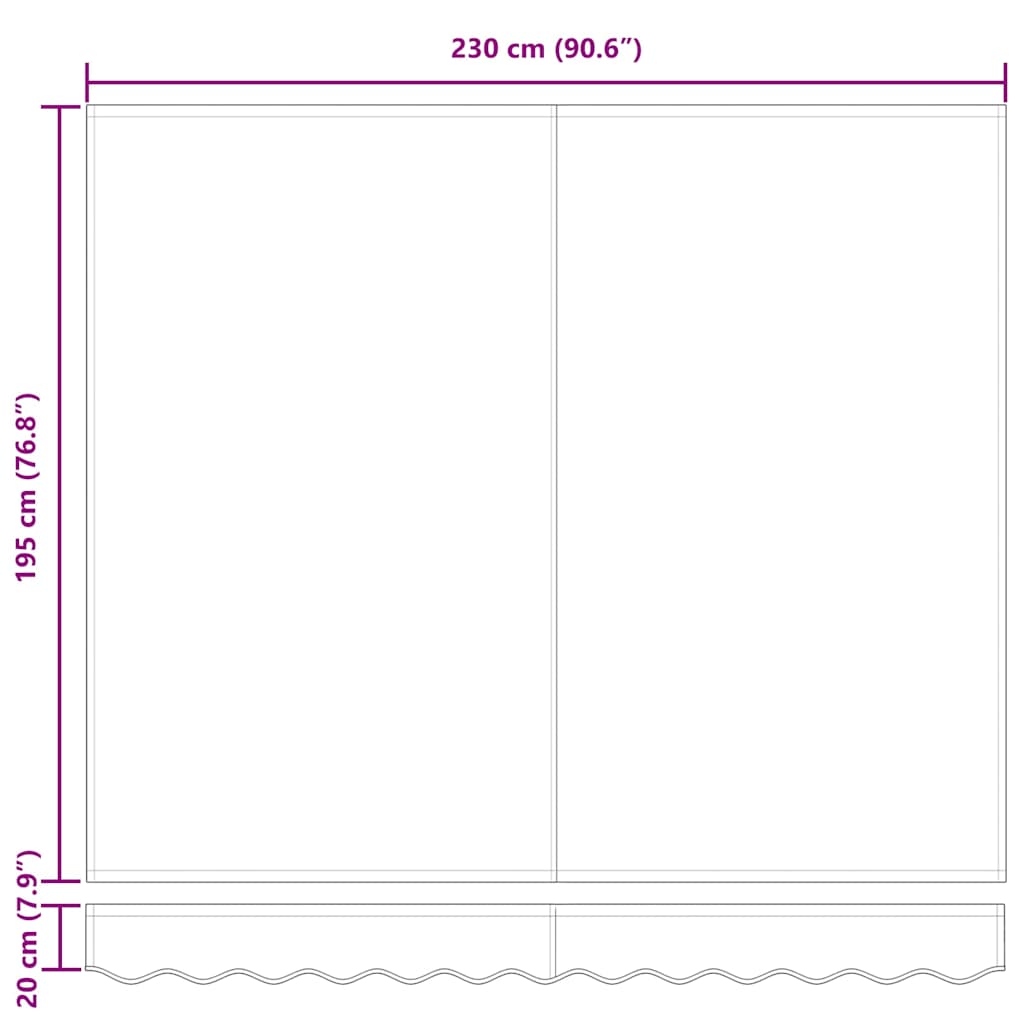 Innvendbar Markise Antrasitt 250 x 200 cm Polyester og Metall vidaXL