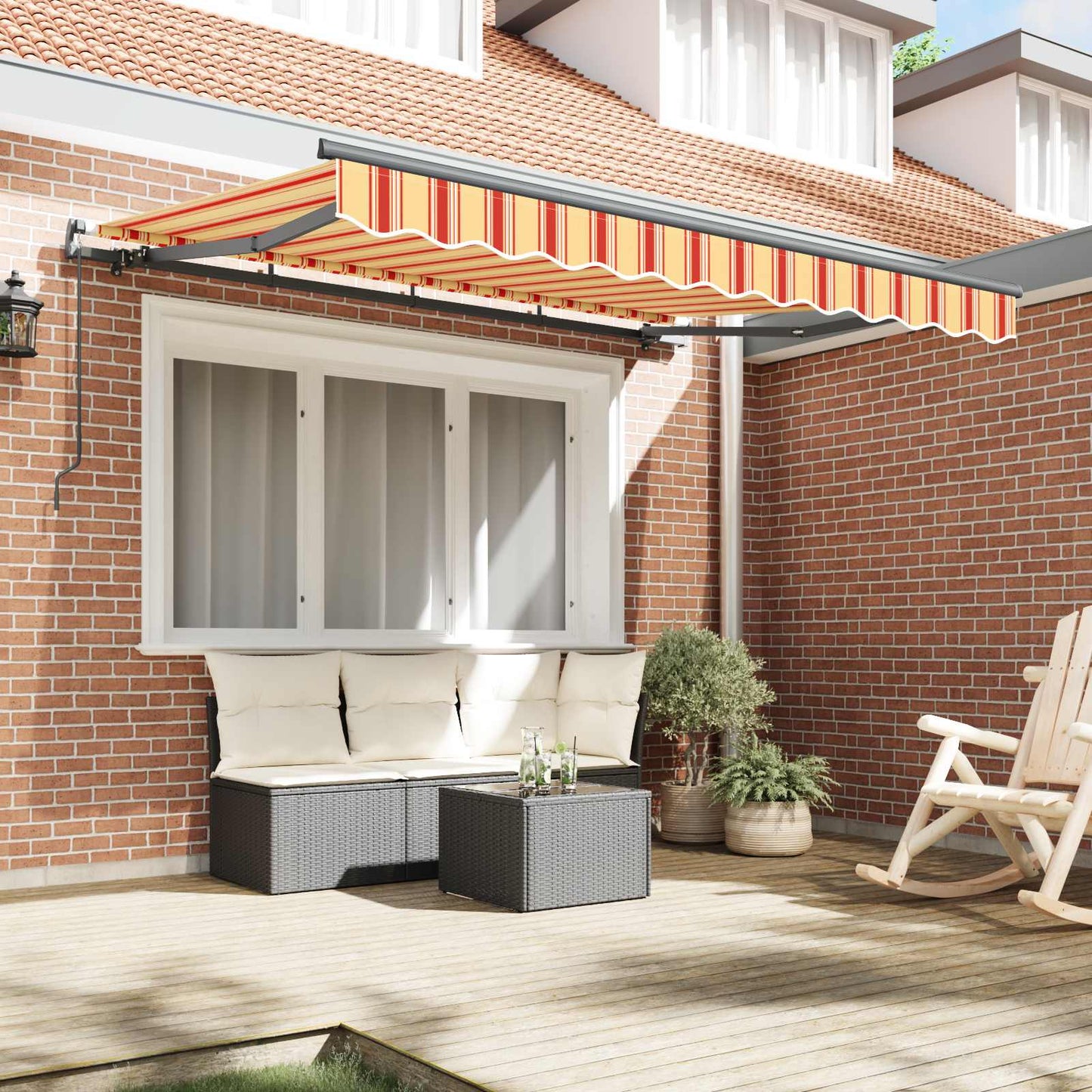 Innvendbar Markise Gul og oransje 250 x 200 cm stoff