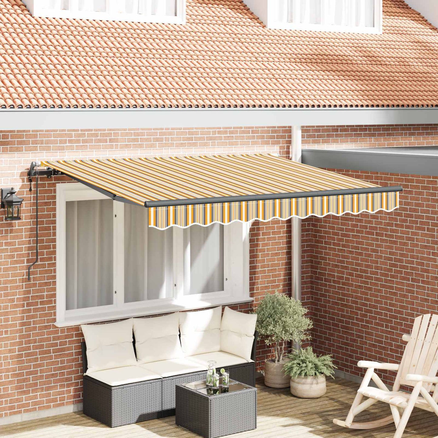 Innvendbar Markise Gul og Grå 250 x 200 cm stoff