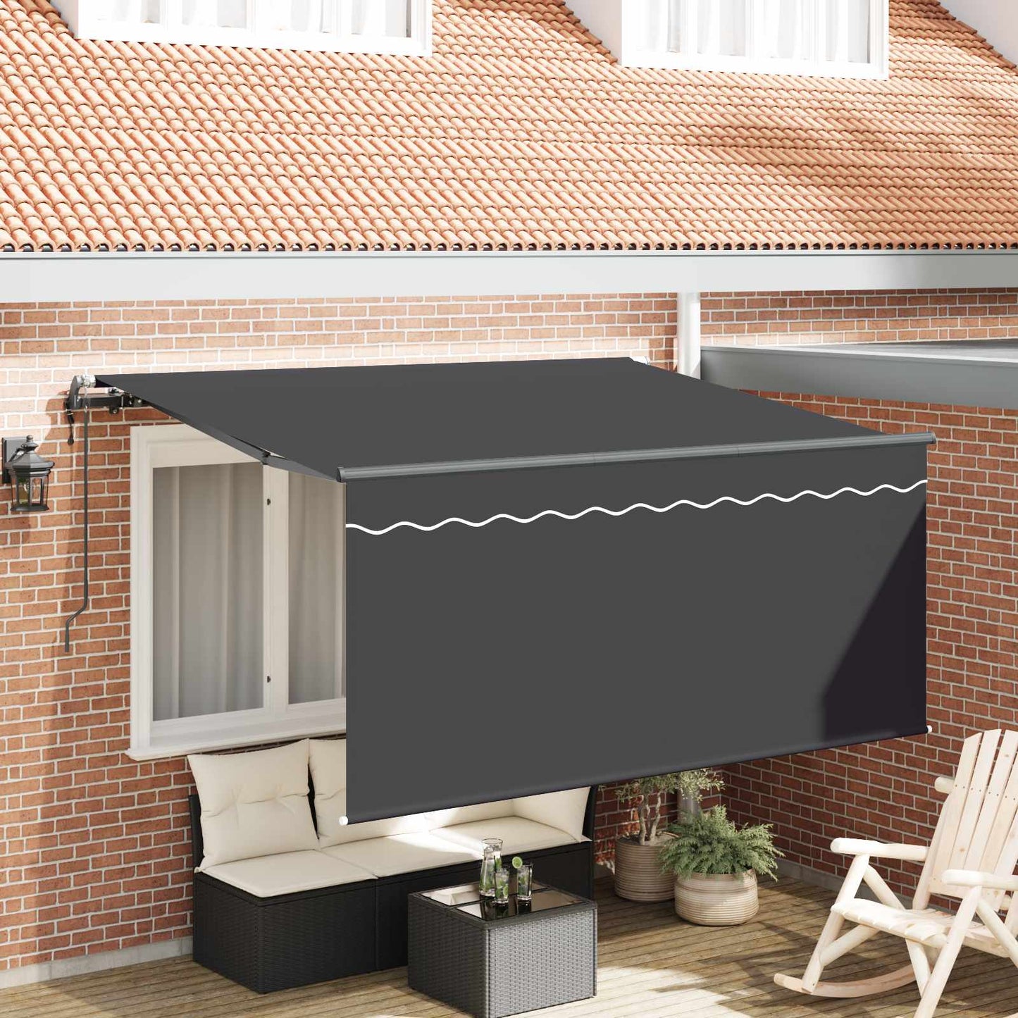 Innvendbar Markise Stripete Antrasitt 300 x 200 cm stoff