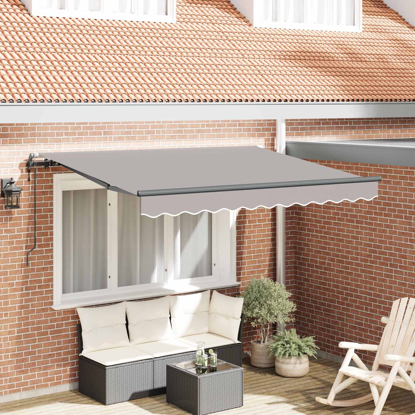 Innvendbar Markise Lysegrå 300 x 200 cm stoff