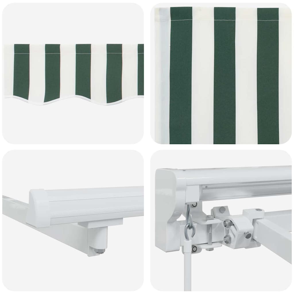 Markiseramme Grønn og hvit 300 x 200 cm Polyester med PU-belegg