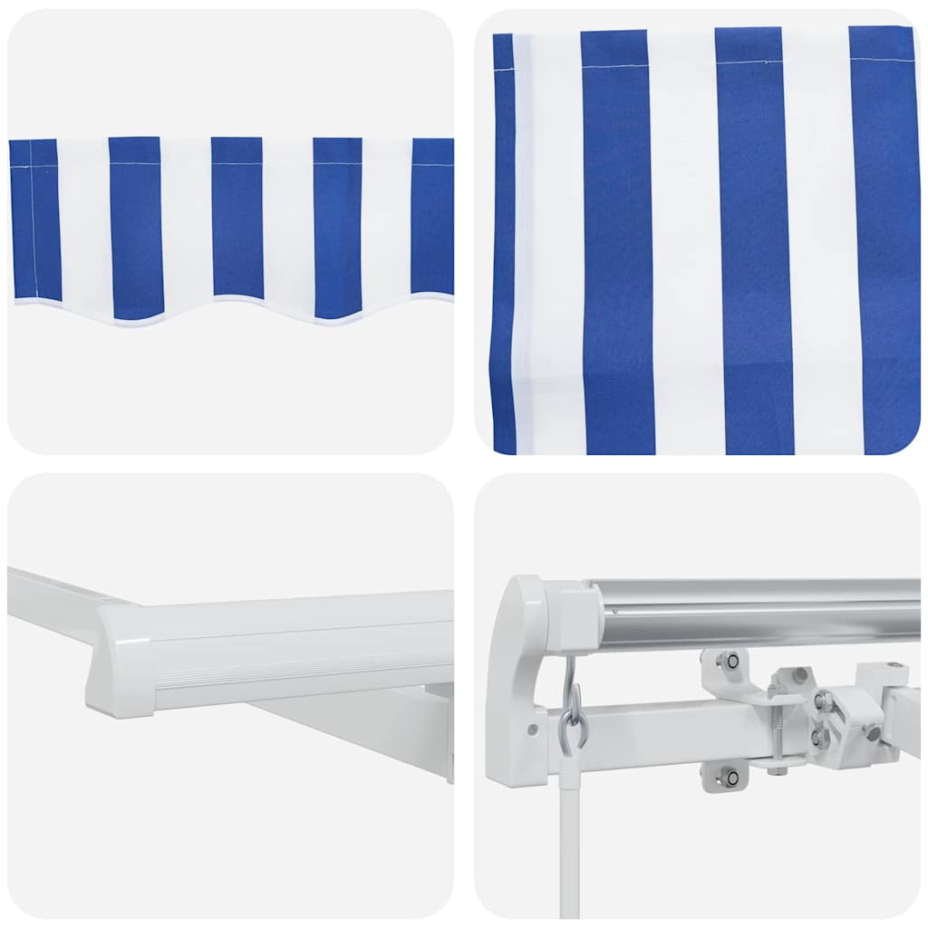 Innvendbar Markise Stripete Blå 350 x 200 cm stoff vidaXL