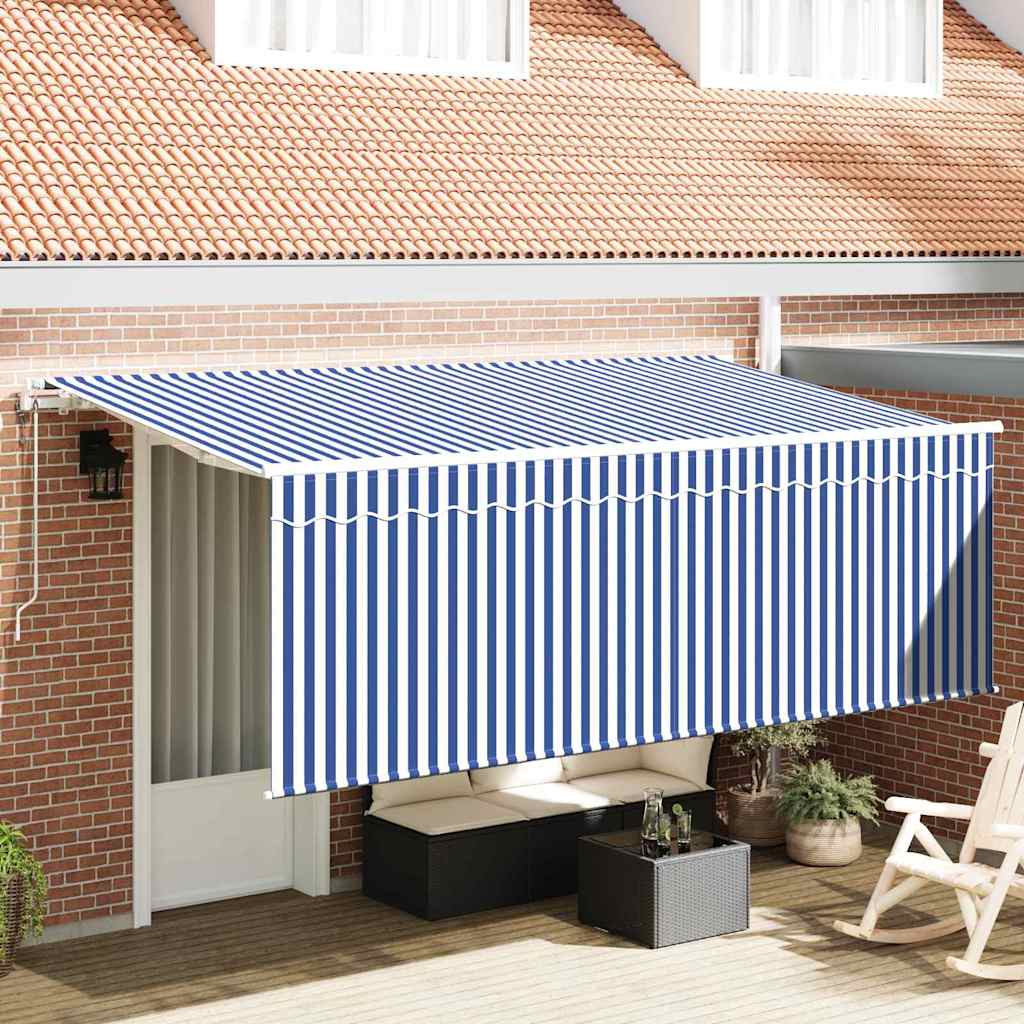 Innvendbar Markise Stripete Blå 350 x 200 cm stoff vidaXL