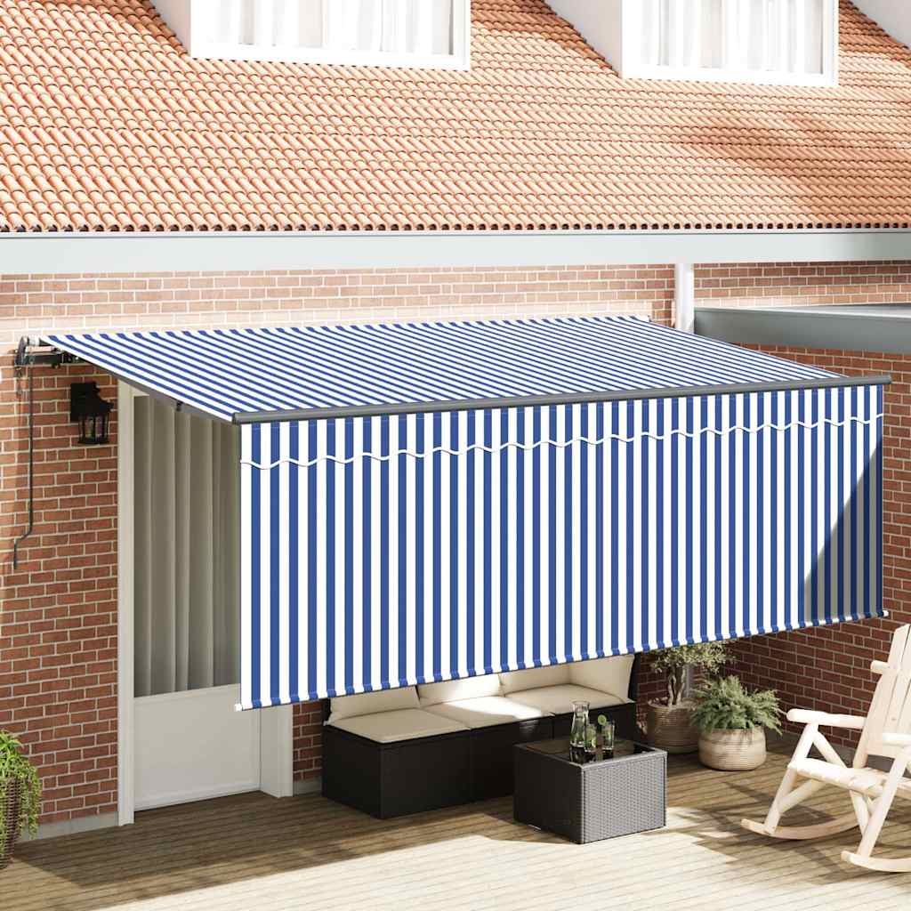 Innvendbar Markise Blå og hvit 350 x 200 cm vidaXL