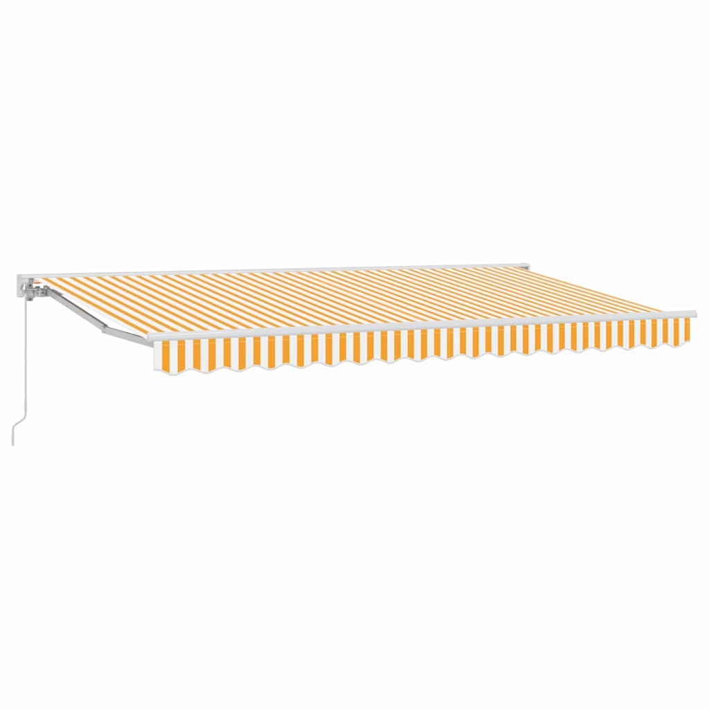 Markiseramme Gul og hvit 350 x 200 cm Polyester med PU-belegg