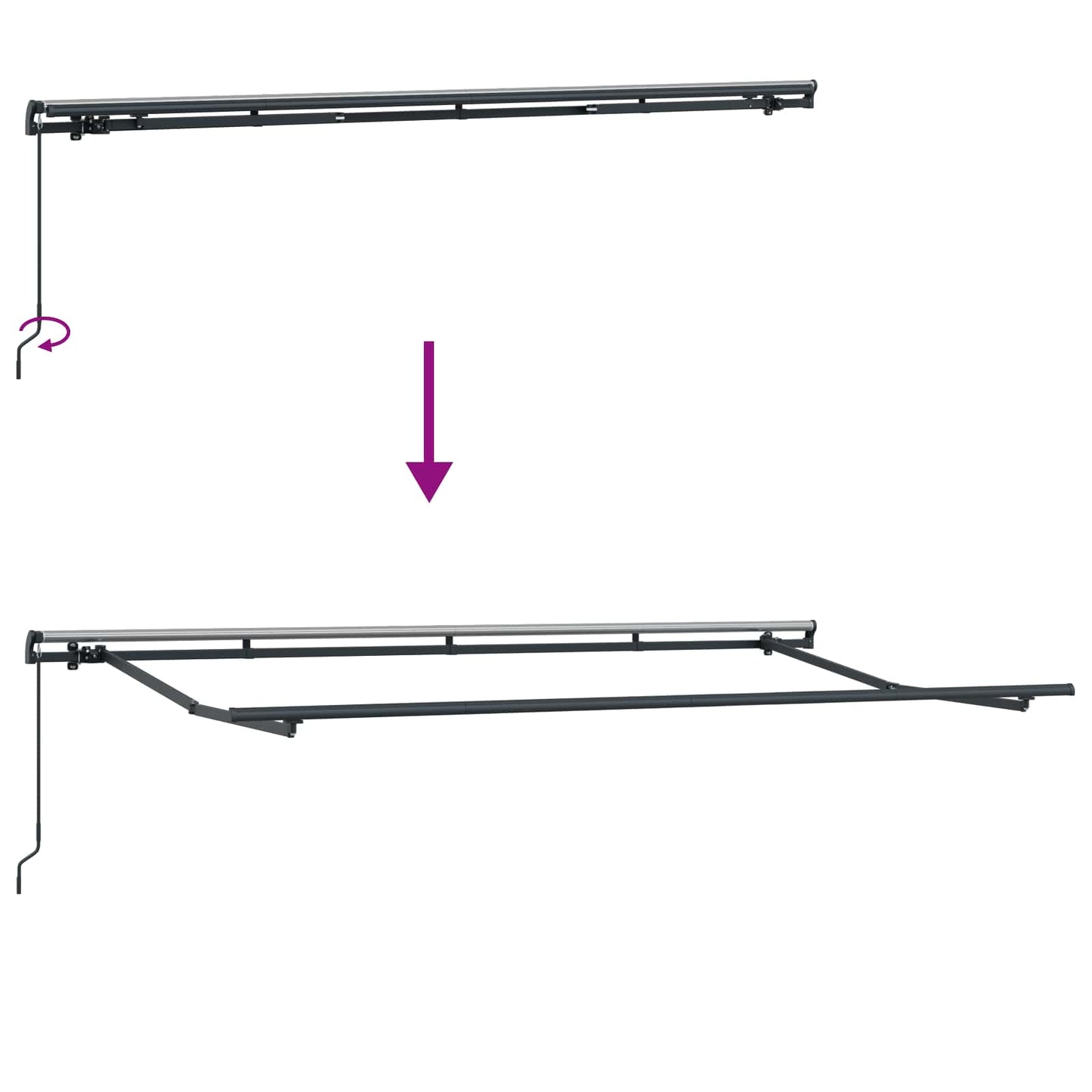 Innvendbar Markise Gul 350 x 200 cm stoff