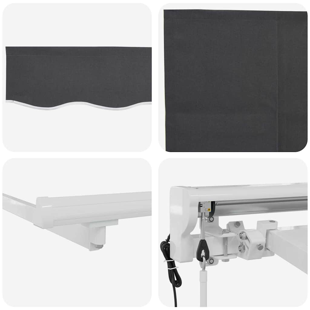 Innvendbar Markise Antrasitt 350 x 200 cm Polyester og Metall vidaXL