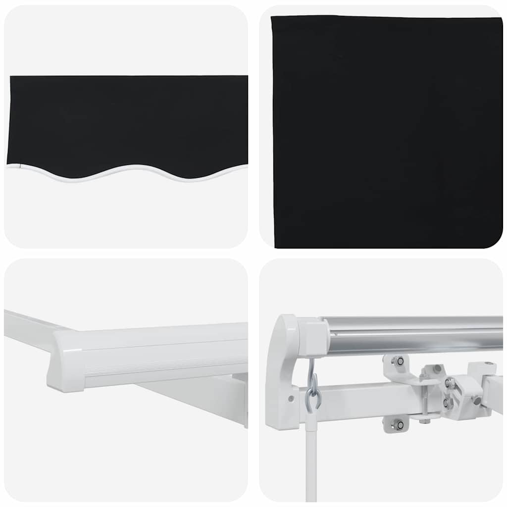 Innvendbar Markise Svart 350 x 200 cm Polyester og aluminium