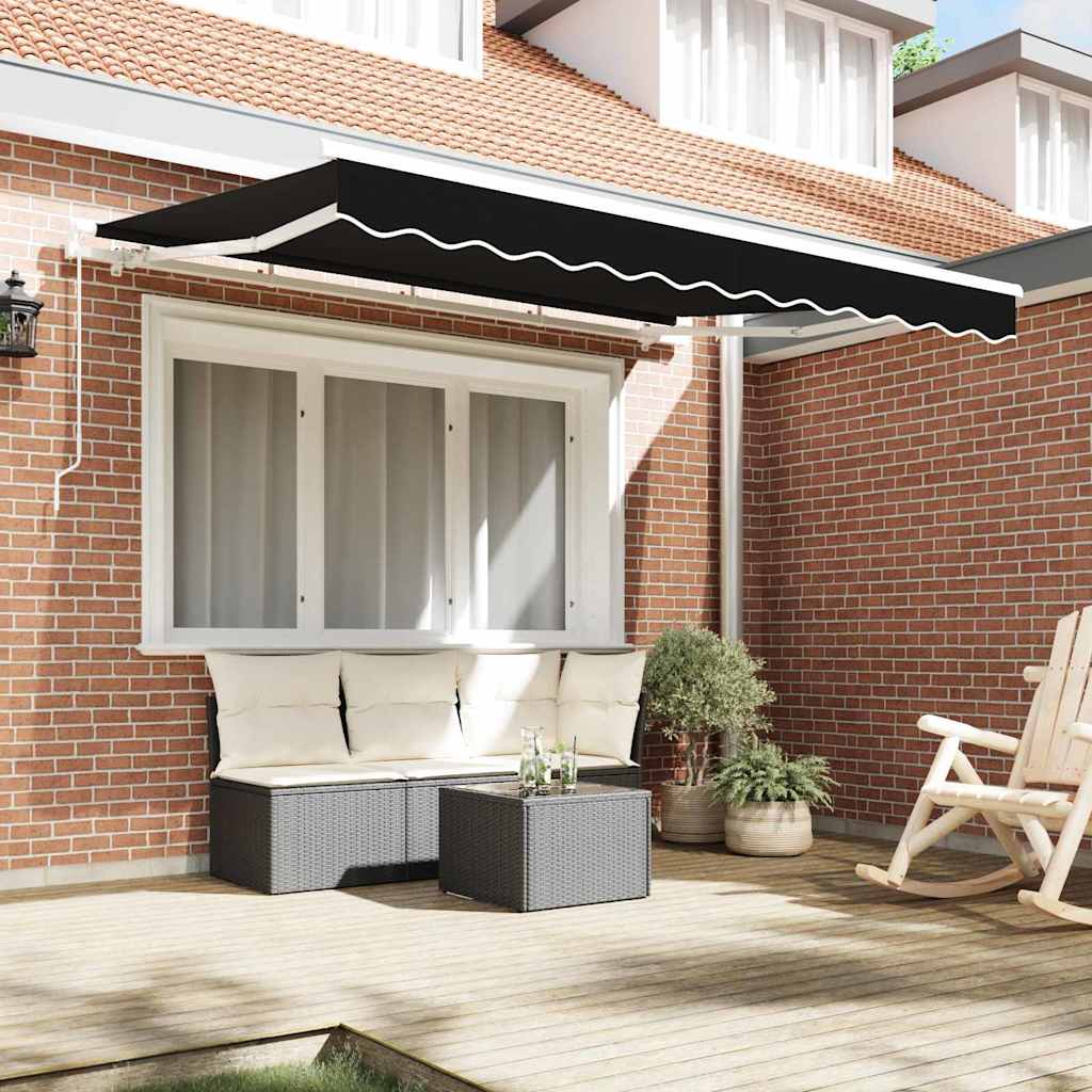 Innvendbar Markise Svart 350 x 200 cm Polyester og aluminium