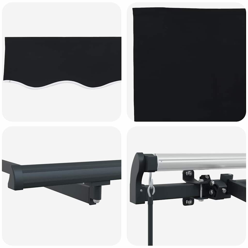 Innvendbar Markise Svart 350 x 200 cm Polyester og aluminium
