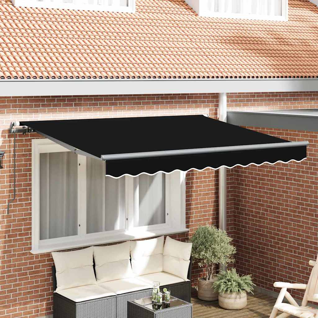 Innvendbar Markise Svart 350 x 200 cm Polyester og aluminium