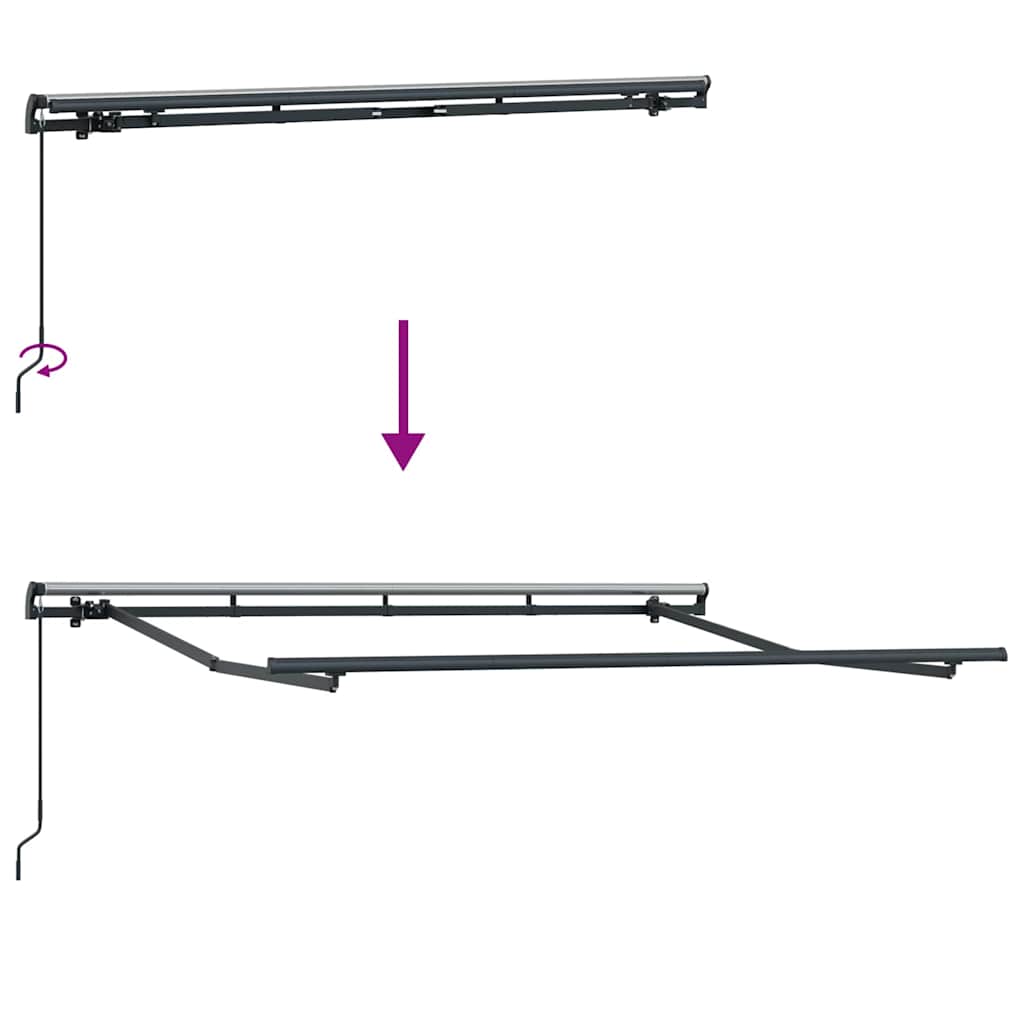 Innvendbar Markise Svart 350 x 200 cm Polyester og aluminium