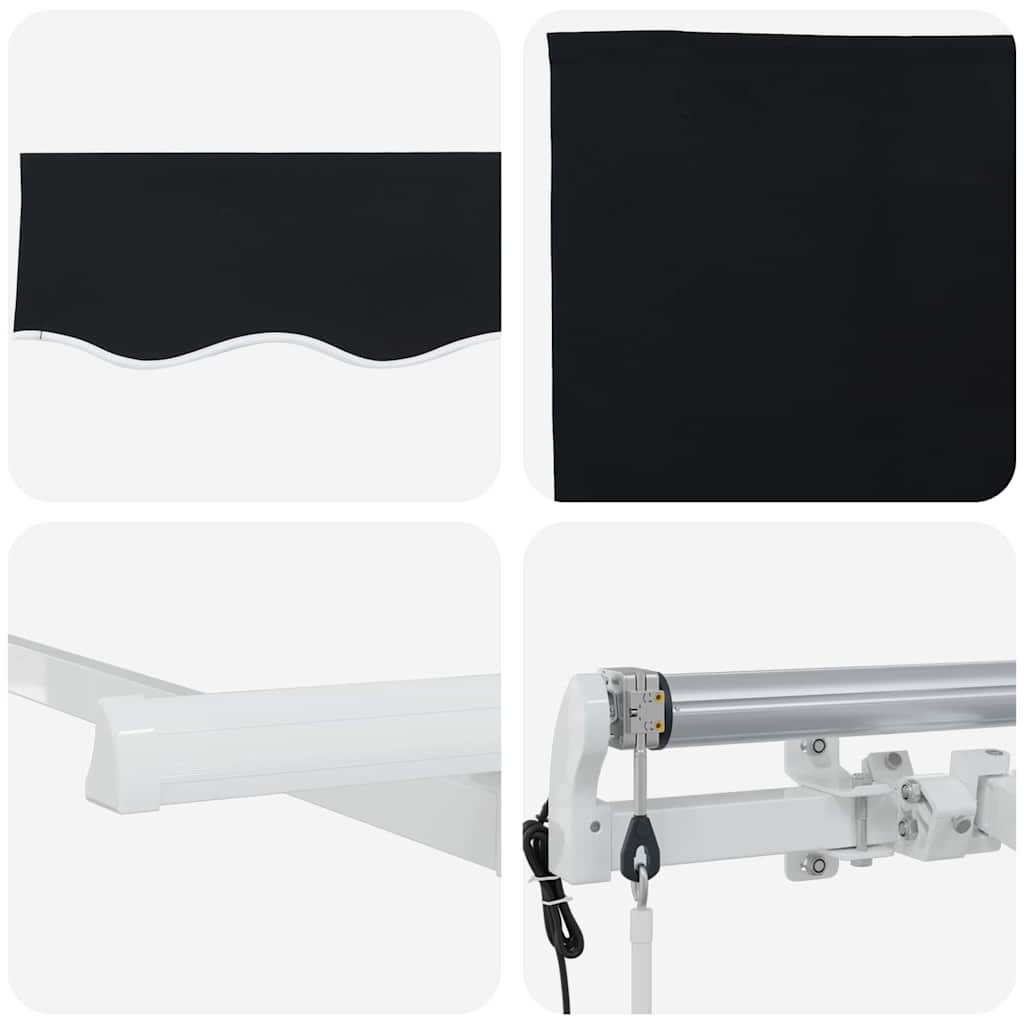 Innvendbar Markise Svart 350 x 200 cm Polyester og aluminium