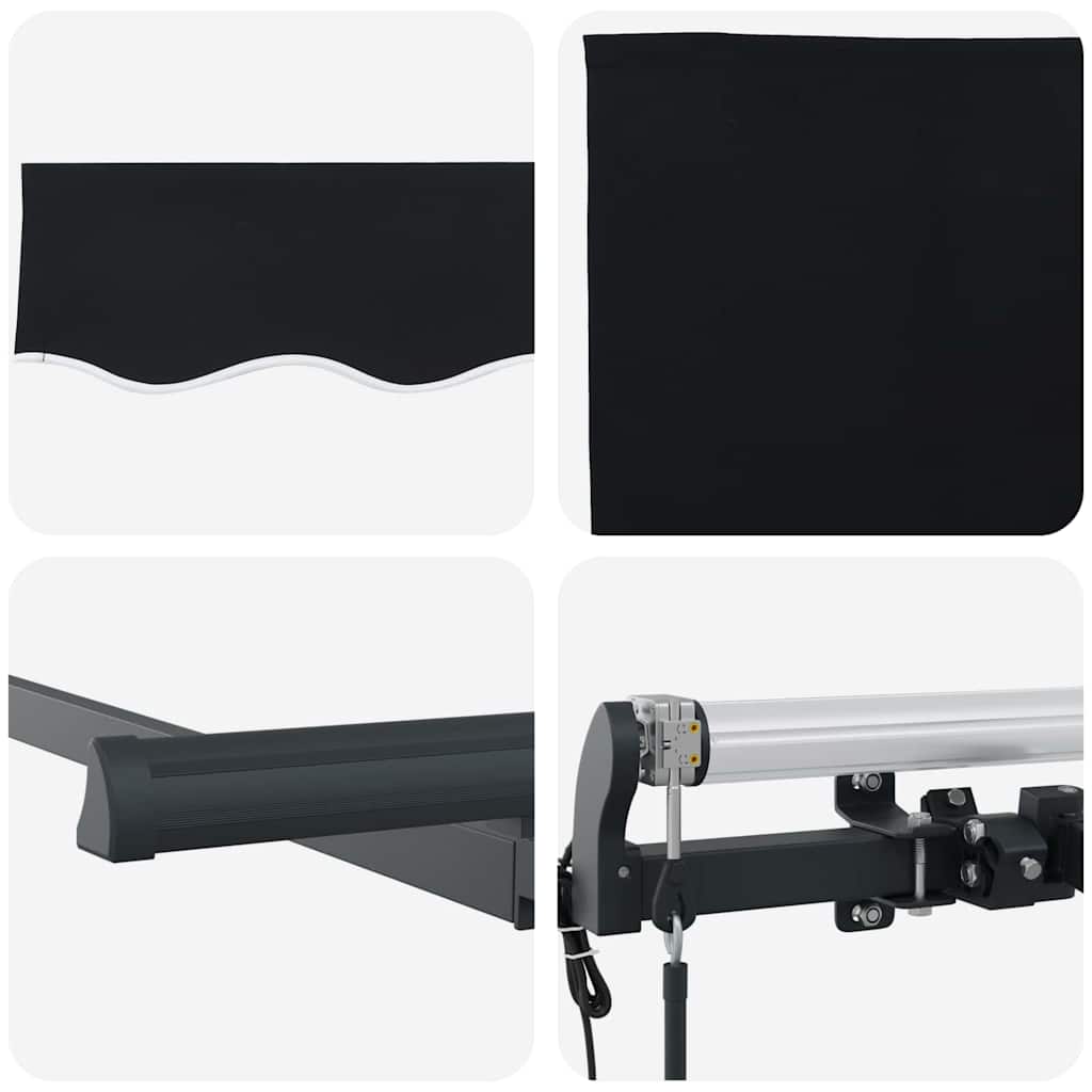 Innvendbar Markise Svart 350 x 200 cm Polyester og aluminium