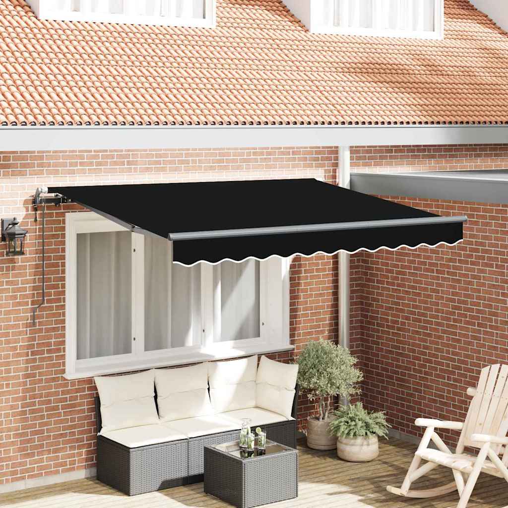 Innvendbar Markise Svart 350 x 200 cm Polyester og aluminium