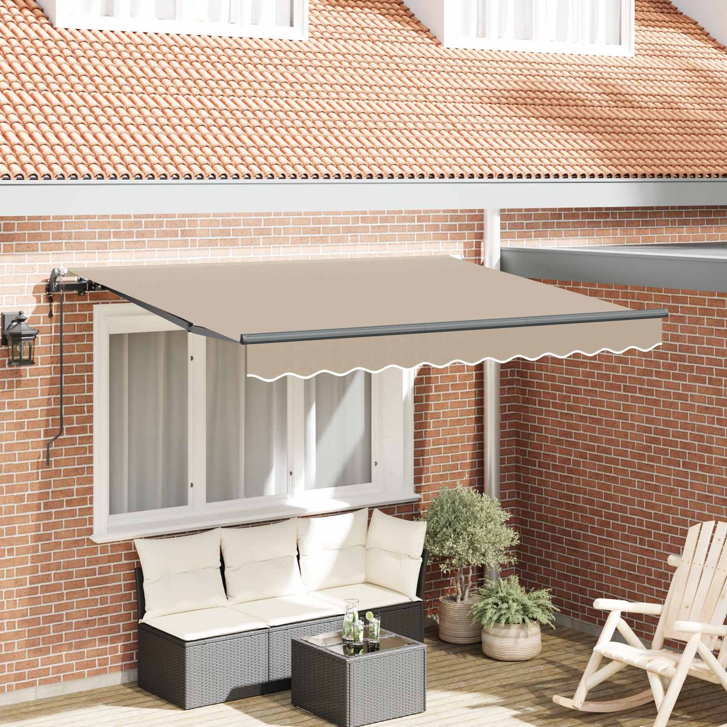 Uttrekkbar markise Beige 350 x 200 cm stoff