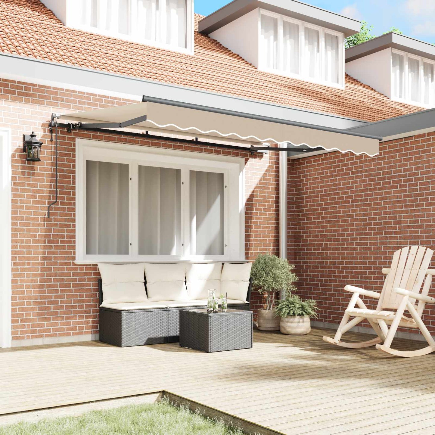 Uttrekkbar markise Beige 350 x 200 cm stoff
