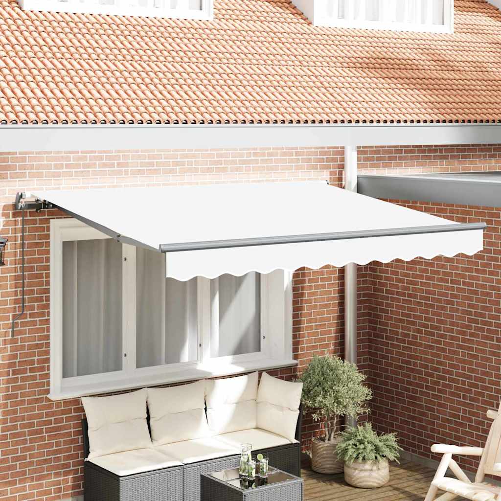 Innvendbar Markise Hvit 350 x 200 cm Polyester og aluminium