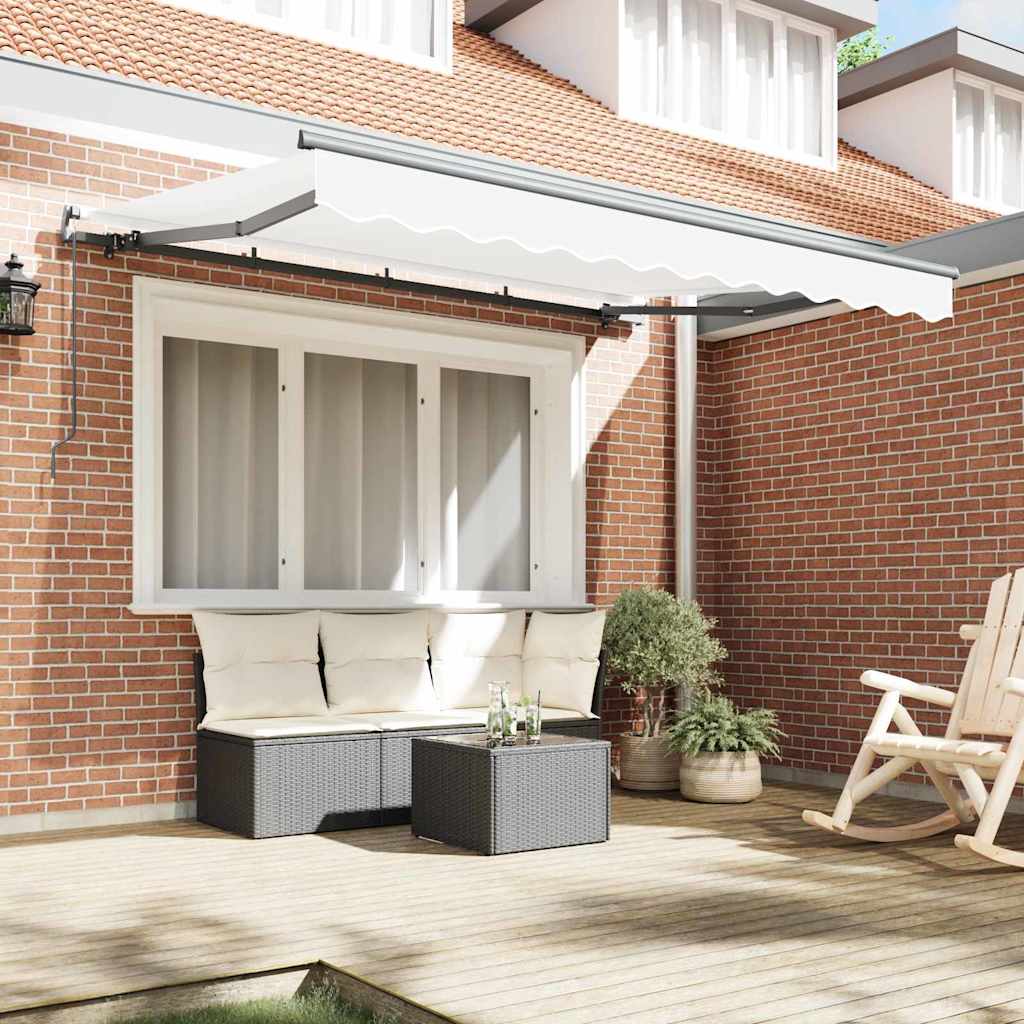Innvendbar Markise Hvit 350 x 200 cm Polyester og aluminium