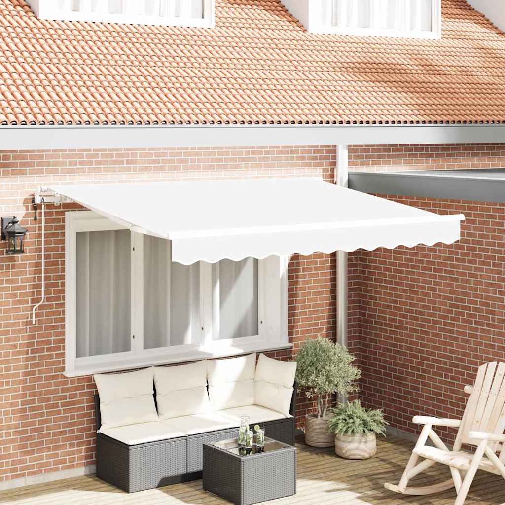 Innvendbar Markise Hvit 350 x 200 cm Polyester og aluminium