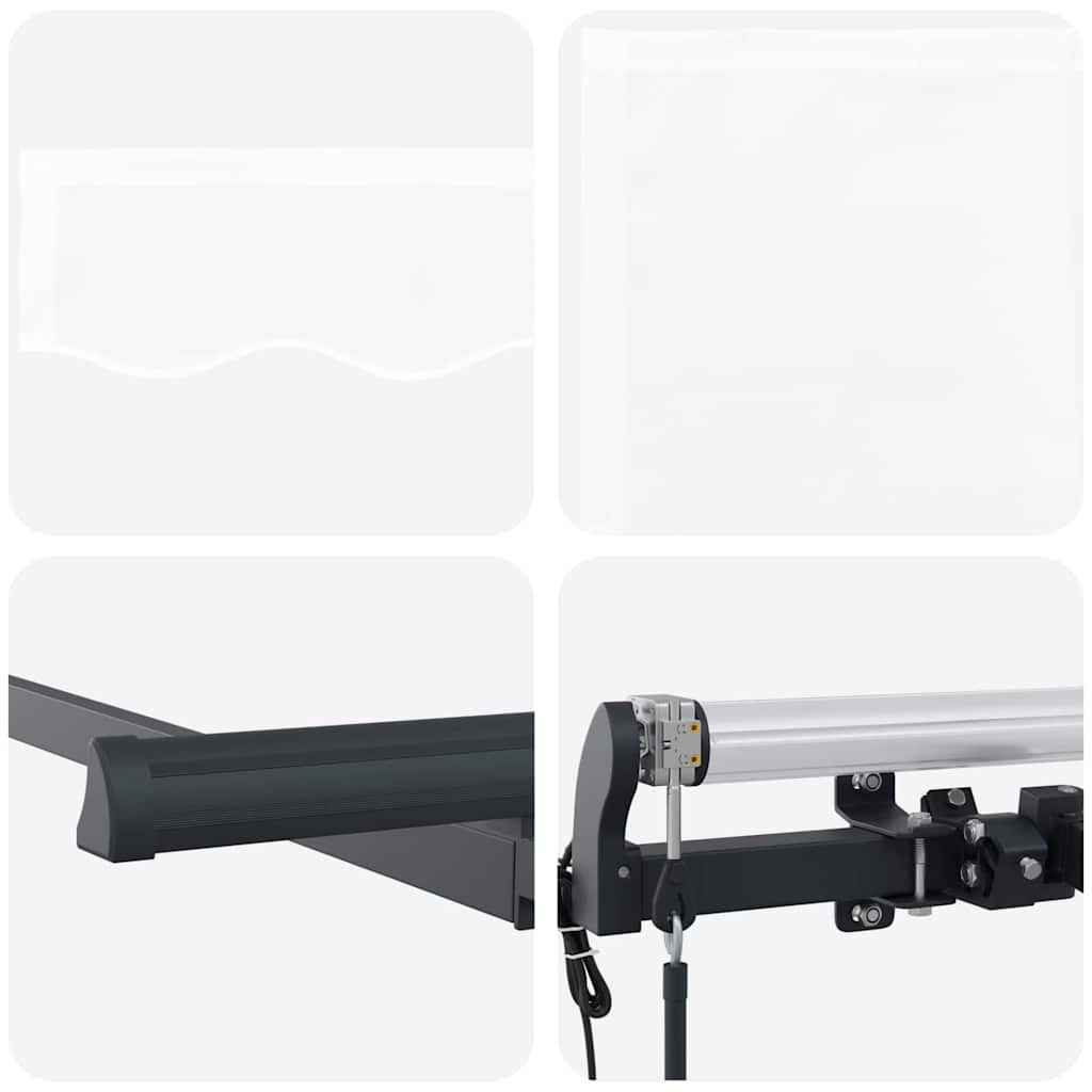 Innvendbar Markise Hvit 350 x 200 cm Polyester og aluminium