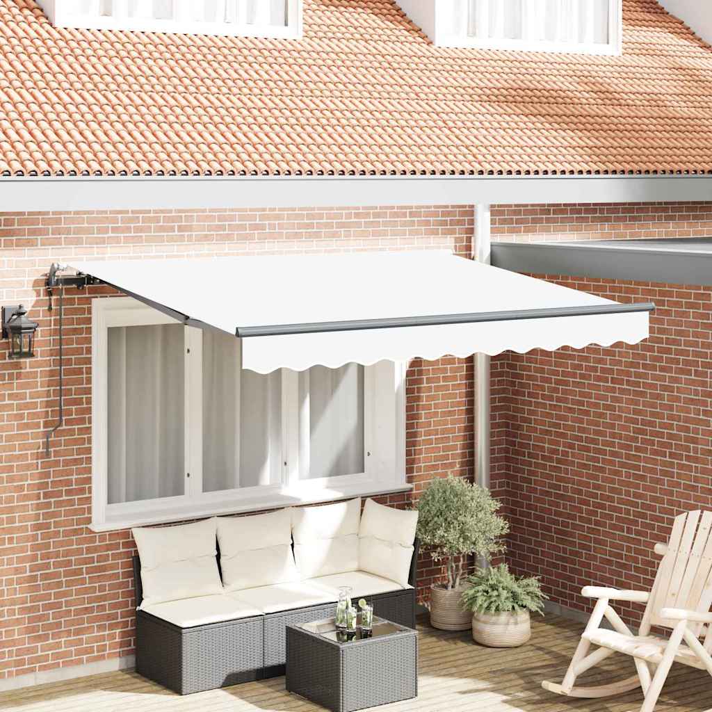 Innvendbar Markise Hvit 350 x 200 cm Polyester og aluminium